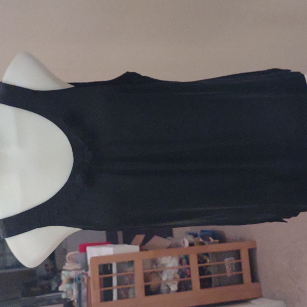 Halogen black silk tank with floral round neck size medium